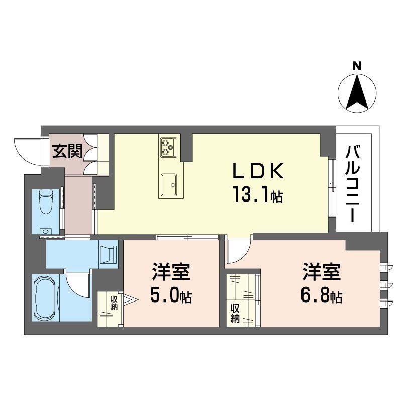 ベルクール(2LDK/2階)の間取り写真