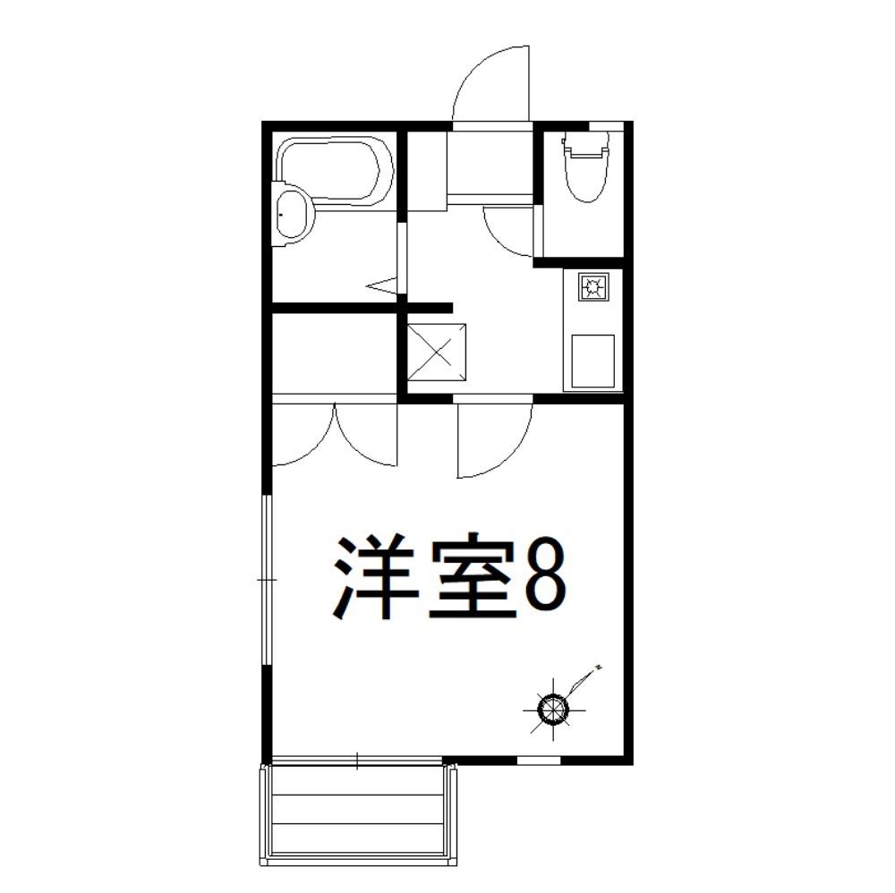 湘南ケイオーフラットC(1K/1階)の間取り写真