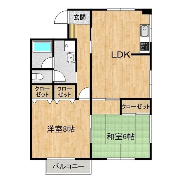 子安コーポ(2LDK/1階)の間取り写真