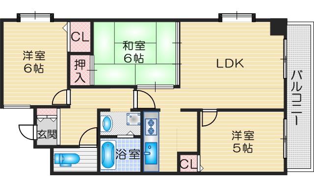 メゾン中央(3LDK/4階)の間取り写真