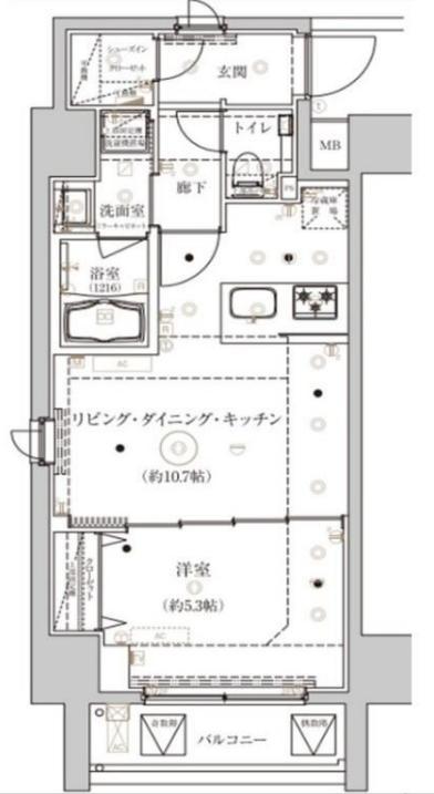 ベルシード上野松が谷(1LDK/14階)の間取り写真