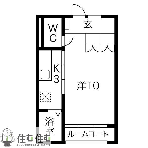 コンフォート前山(ワンルーム/1階)の間取り写真