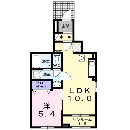 ミル・クレイン I(1LDK/1階)の間取り写真