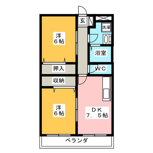 ソレイユ・ル・ヴァン(2DK/3階)の間取り写真