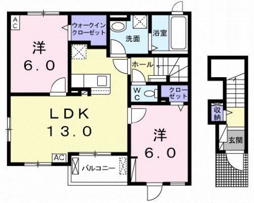 カーラ・シャンティ2(2LDK/2階)の間取り写真