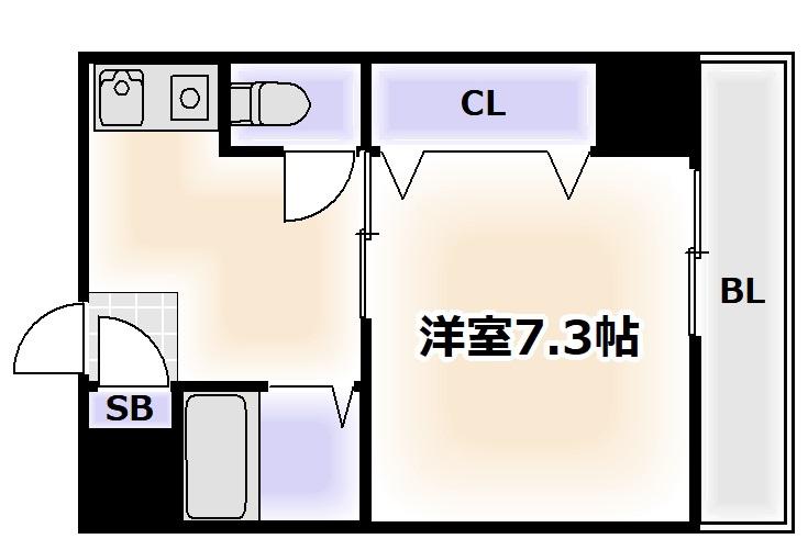 メロディーハイム美章園(1K/6階)の間取り写真