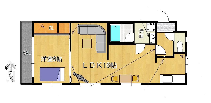 コーポ丸久覚王山(1LDK/3階)の間取り写真