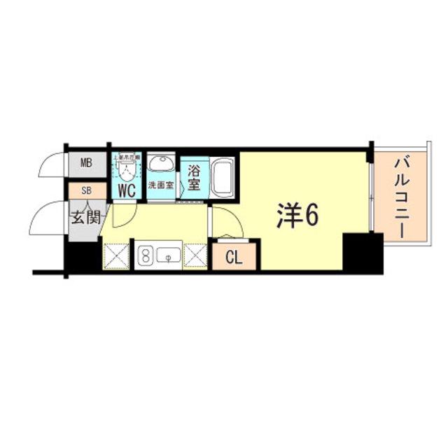 エステムコート神戸湊町(1K/8階)の間取り写真