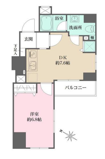 スパッジオ蔵前(1DK/6階)の間取り写真