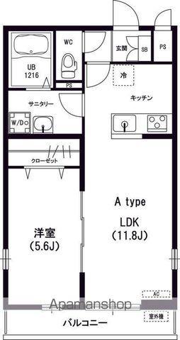 リブリ・HUGEL山手(1LDK/1階)の間取り写真