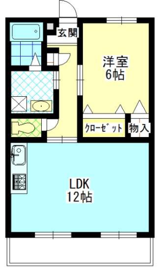 サンライト富田(1LDK/1階)の間取り写真