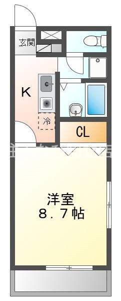 プレジール SUNSHINE(1K/1階)の間取り写真