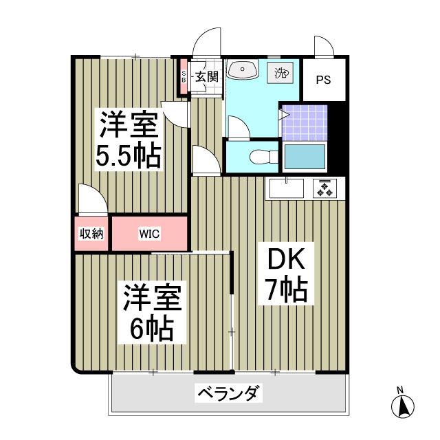 グリーンハイツ島野(2DK/2階)の間取り写真