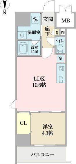 プロシード池下(1LDK/11階)の間取り写真