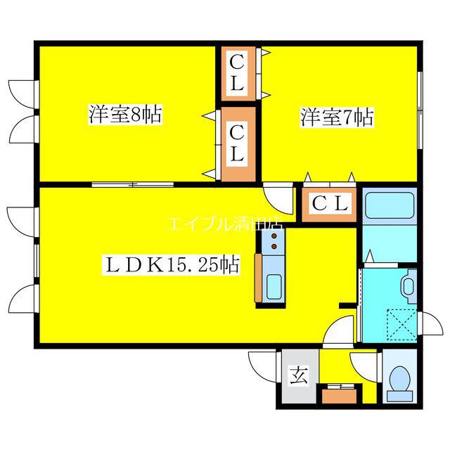 ドゥベストホーム大曲(2LDK/2階)の間取り写真