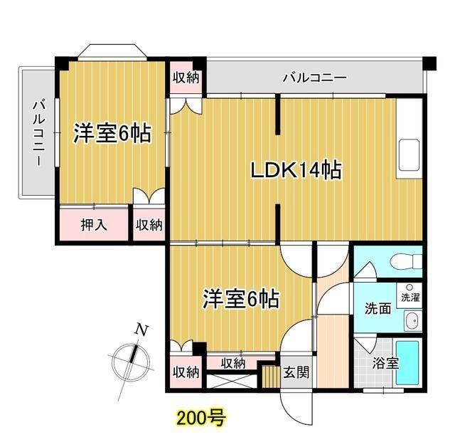 グリーンハイツ(2LDK/2階)の間取り写真