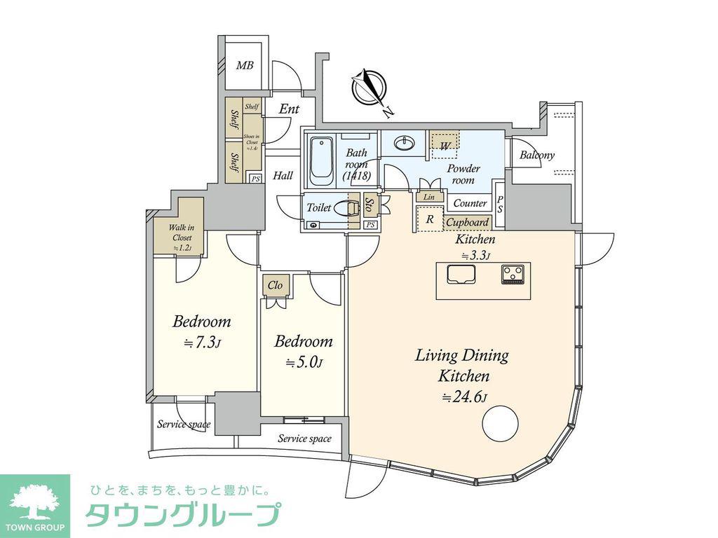 パークコート覚王山山門町(2LDK/5階)の間取り写真