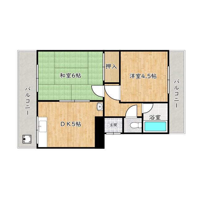 末広マンション(2DK/3階)の間取り写真