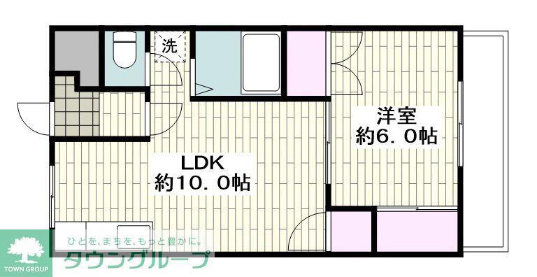 ハッピーサークル(1LDK/3階)の間取り写真