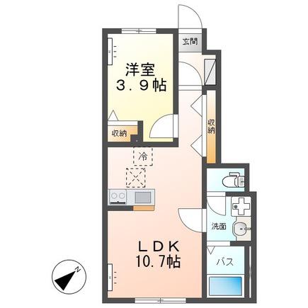 DUE ACERO.K III(1LDK/1階)の間取り写真