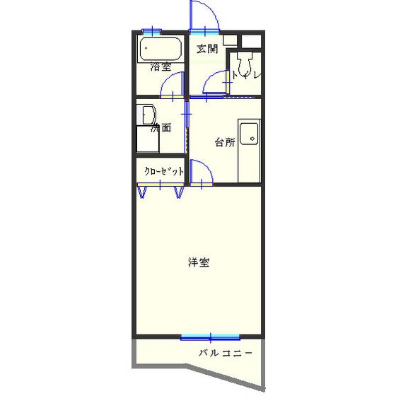 ハピネス23(1K/3階)の間取り写真