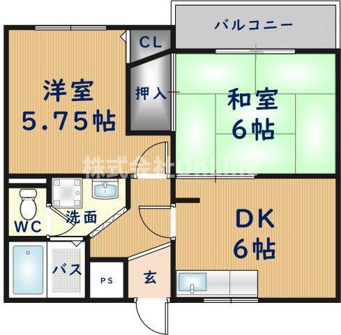 メゾン花園(2DK/1階)の間取り写真