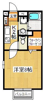 ベルハイム(1K/2階)の間取り写真