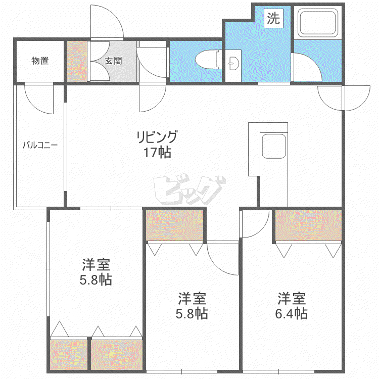 エムズフォレスト(3LDK/2階)の間取り写真