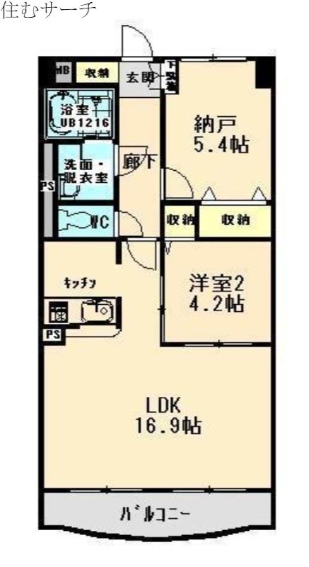イストワール城西(2LDK/4階)の間取り写真