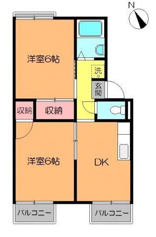 リーベンハイツ(2DK/2階)の間取り写真