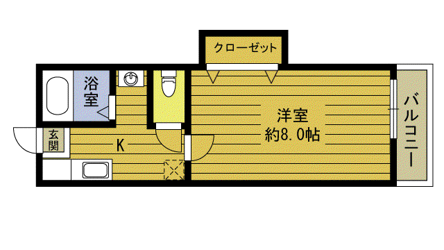 R46番館(1K/1階)の間取り写真