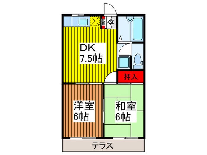 サンクリーンハイツA棟(2DK/1階)の間取り写真