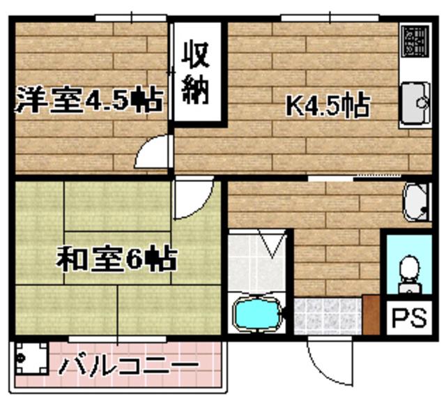 コーポブランシェ(2K/3階)の間取り写真