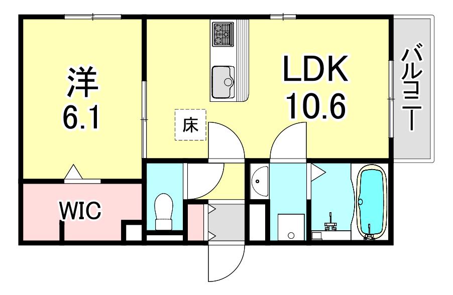 ユーフォリア(1LDK/2階)の間取り写真