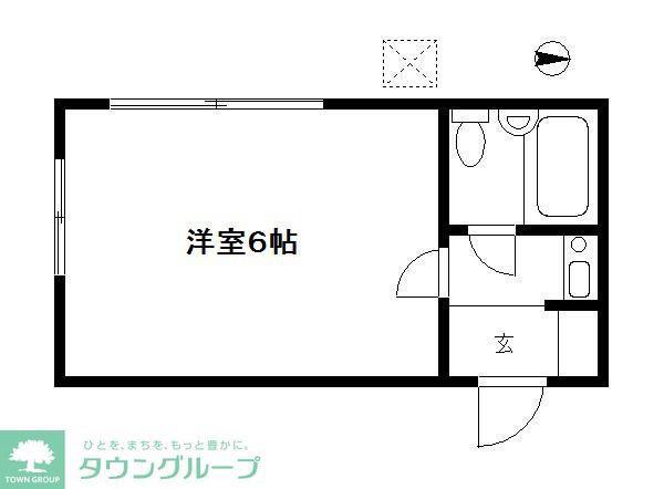 ヒルズ湘南(1K/2階)の間取り写真