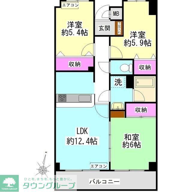 パルテ西山(3LDK/2階)の間取り写真
