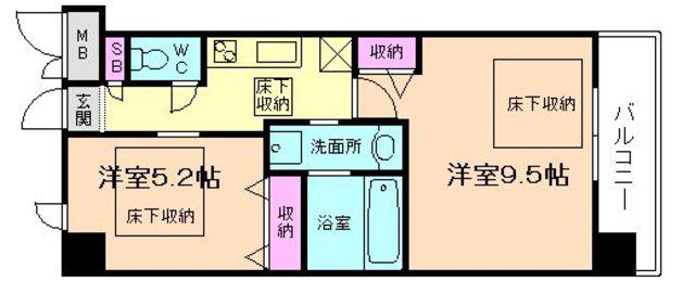 ノース VILLAGE BIRTH PLACE 本館(1LDK/7階)の間取り写真