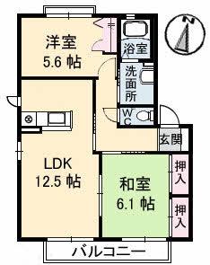 ロイヤルフェルティ A(2LDK/2階)の間取り写真