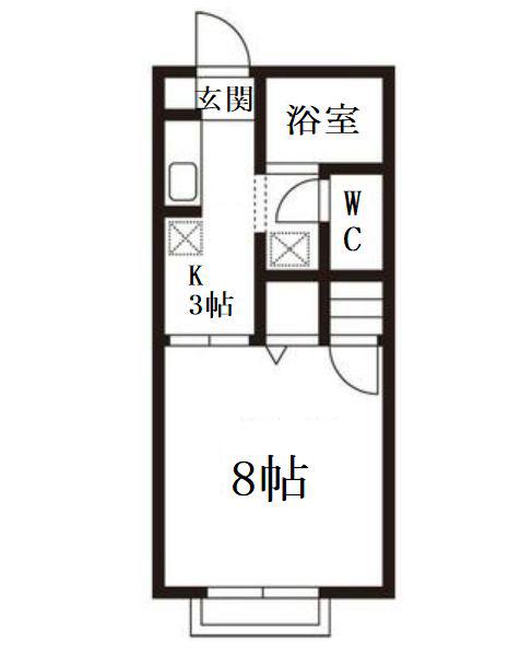 サンモールS&E A棟(1K/2階)の間取り写真