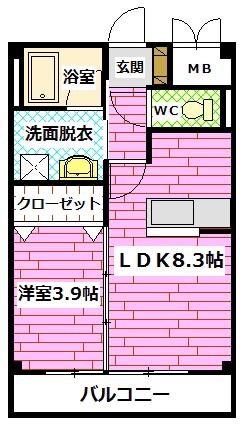 カスタニエ緑井II(1LDK/1階)の間取り写真