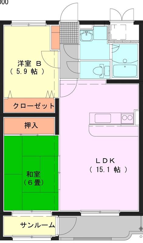 シュェット入善(2LDK/2階)の間取り写真