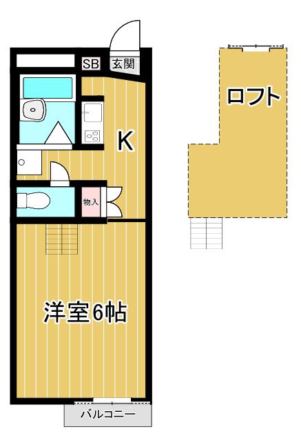 JOYEUX(1K/2階)の間取り写真
