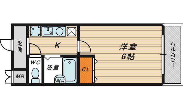 リップル ルネ放出(1K/1階)の間取り写真