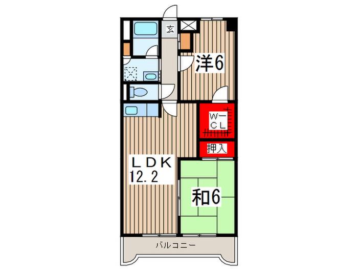 グランパレス越谷(2LDK/1階)の間取り写真