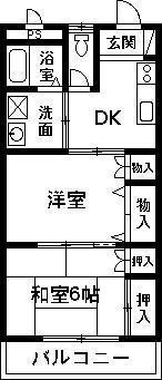 吉田ビル(2DK/3階)の間取り写真