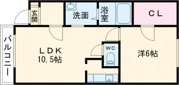 ピアコートA(1LDK/1階)の間取り写真