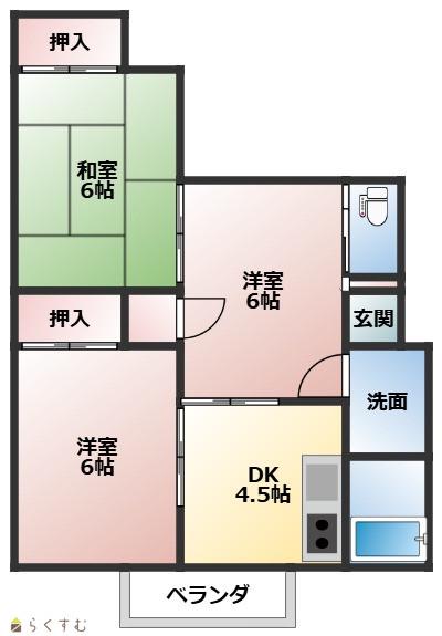 イーストハイム(3DK/2階)の間取り写真