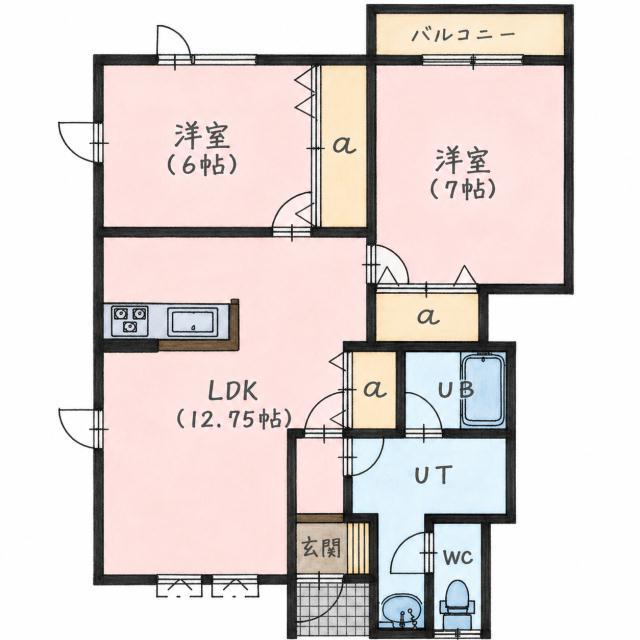 シャンティ.K(2LDK/1階)の間取り写真