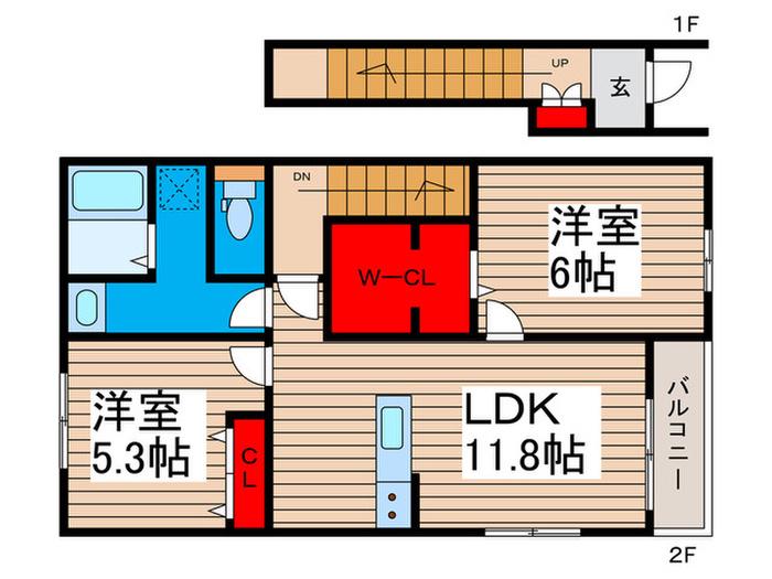 リーブルファイン足立花畑(2LDK/2階)の間取り写真