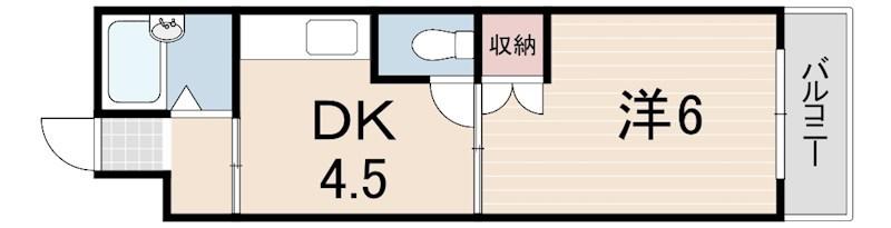 イナホ・ハイツ(1DK/3階)の間取り写真